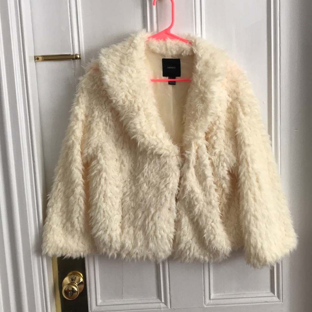 Forever 21 Faux-Fur Cropped Jacket, size L
